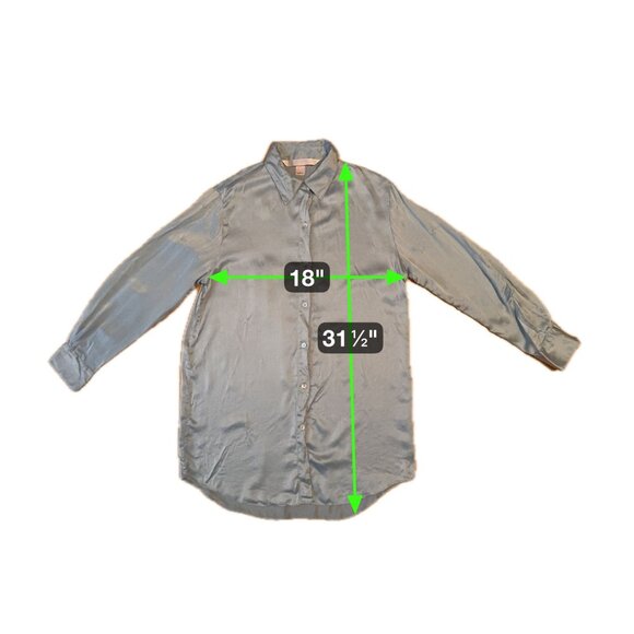 Victorias Secret Light Blue Silk Button-Up Sleep Shirt Size Small Intimate Sexy - Picture 8 of 8